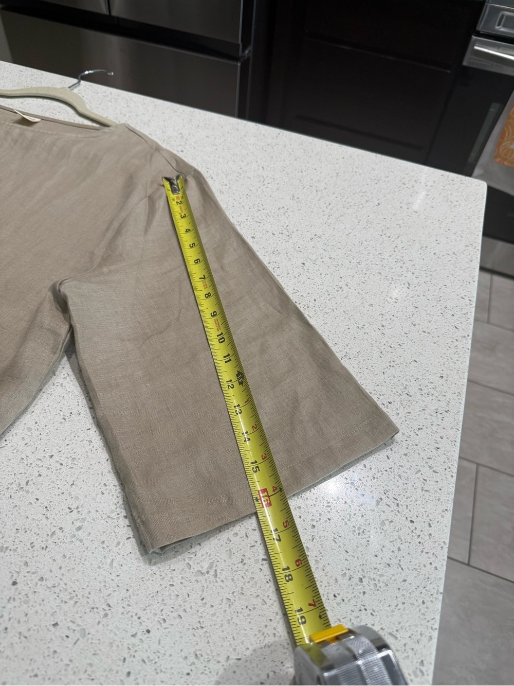 Lintico 100% Linen Relaxed Linen Pocket Tunic Top - Taupe Size L - Picture 15 of 16